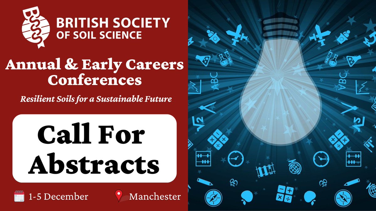 The abstract review panel is accepting abstracts in 1 of 5 topics linked to the conference theme, 'Resilient #Soils for a Sustainable Future':
🌱 Soils for People
☁️ Soils for Climate
💧 Soils for Water
💻 Advances for Soils
🖼️ Soils for Life

SUBMIT HERE: ow.ly/ChVz50VTnrb