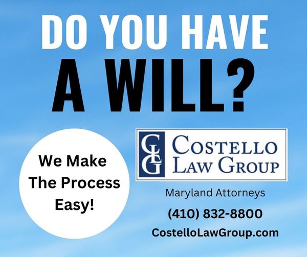CostelloLaw's tweet image. Do you have a will? At the Costello Law Group, we make the whole process easy and do it right. Make a plan for what should happen to your assets if something happens to you. 📞 (410) 832-8800 
➡️  CostelloLawGroup.com
 #Wills #Trusts #MarylandEstatePlanning #costellolawgroup