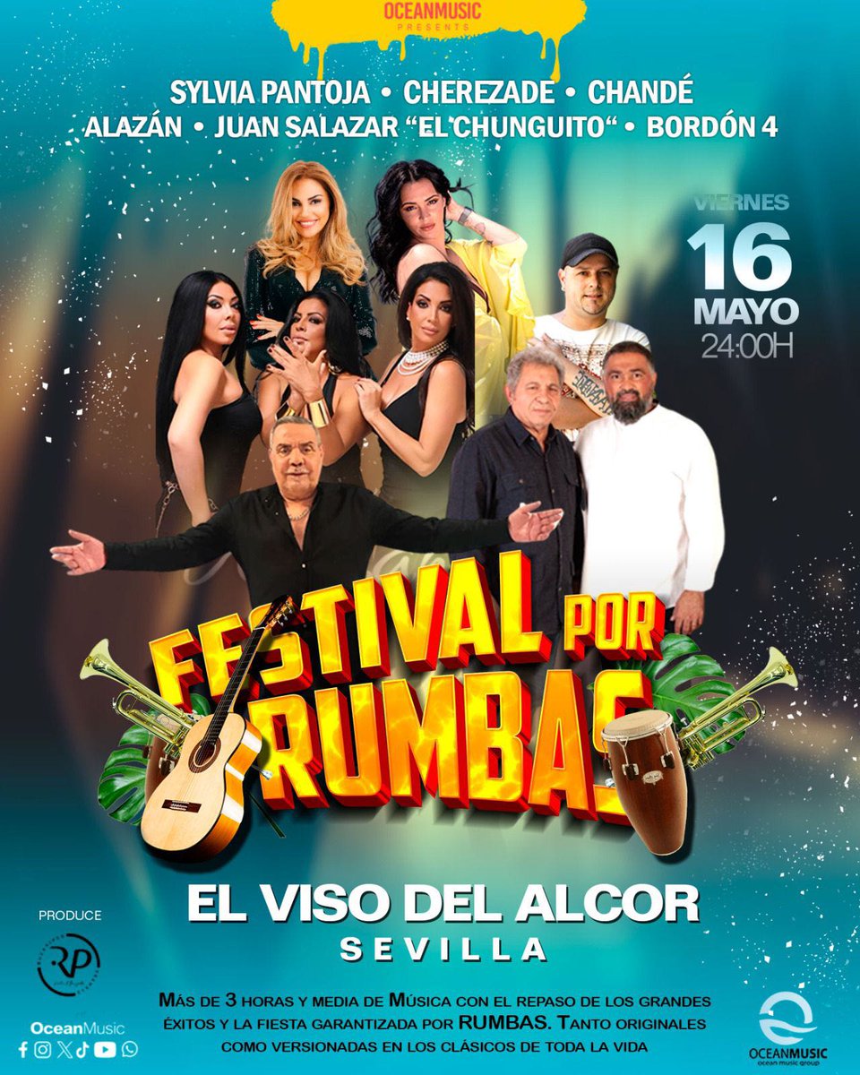 No te pierdas el Festival por Rumbas el 16 de mayo a las 24h en El Viso DEl Arcor, Sevilla con Artistas como <a href="/Chandeautor/">chande</a> <a href="/CherezadeMusic/">Cherezade Oficial</a> @sylviapa Entrada gratuita hasta completar aforo.