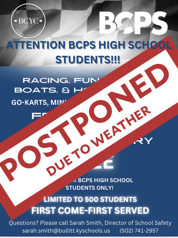 🚨 Event Postponed 🚨
Due to forecasted severe weather tomorrow evening (5 PM–midnight), our event is postponed for the safety of all. We plan to reschedule in the fall as a Back-to-School celebration for HS students. Thank you for understanding. #MovingForward