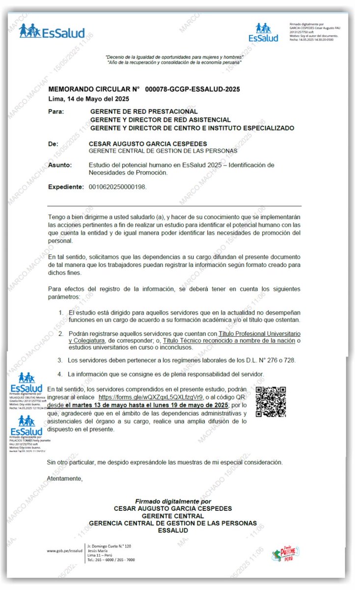Willy_PonceC's tweet photo. #FED en coordinación con alta dirección ⁦@EsSaludPeru⁩, seguimos avanzando, la GCGP emitió el Memorando Circular N•78-GCGP-ESSALUD-2025; los trabajadores que esperan la promoción deben inscribirse en la base de datos para un proceso justo de promoción interna #80AñosFEDCUT https://t.co/oLKJri5NIB