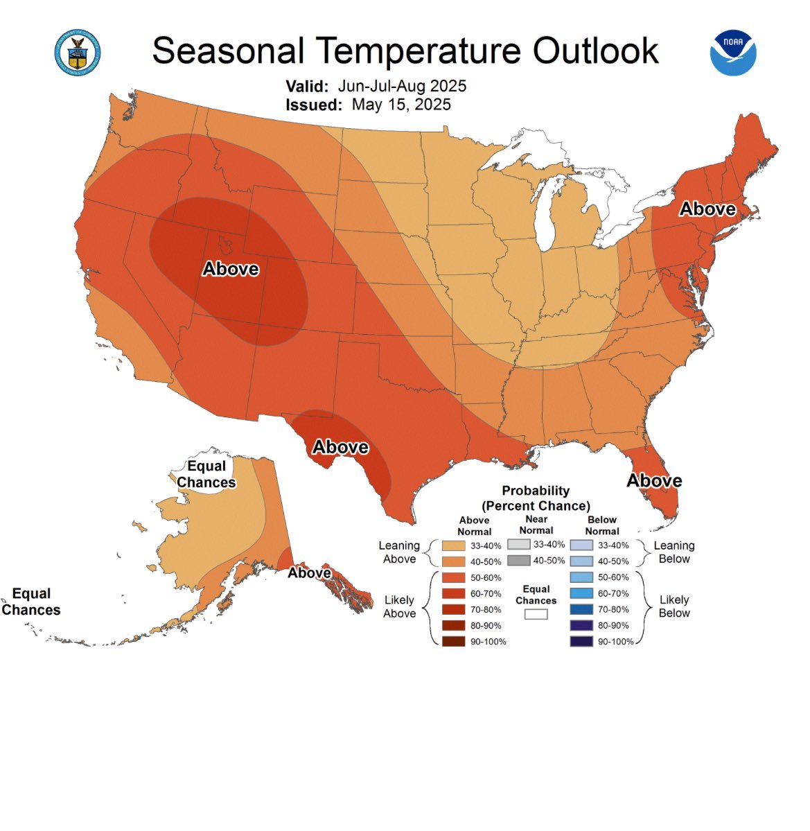 AlanaBrophyWX's tweet photo. #4Warned:
The @NWSWPC Summer Outlook has arrived &amp; guess what? It’s HOT &amp; dry! Calling for above average temps for June, July &amp; August &amp; hints at above precip for SW #Utah. I think monsoon season will bring above average precip to So. Utah (thanks ENSO neutral) Stay tuned! #utwx https://t.co/lEtHWam4RK