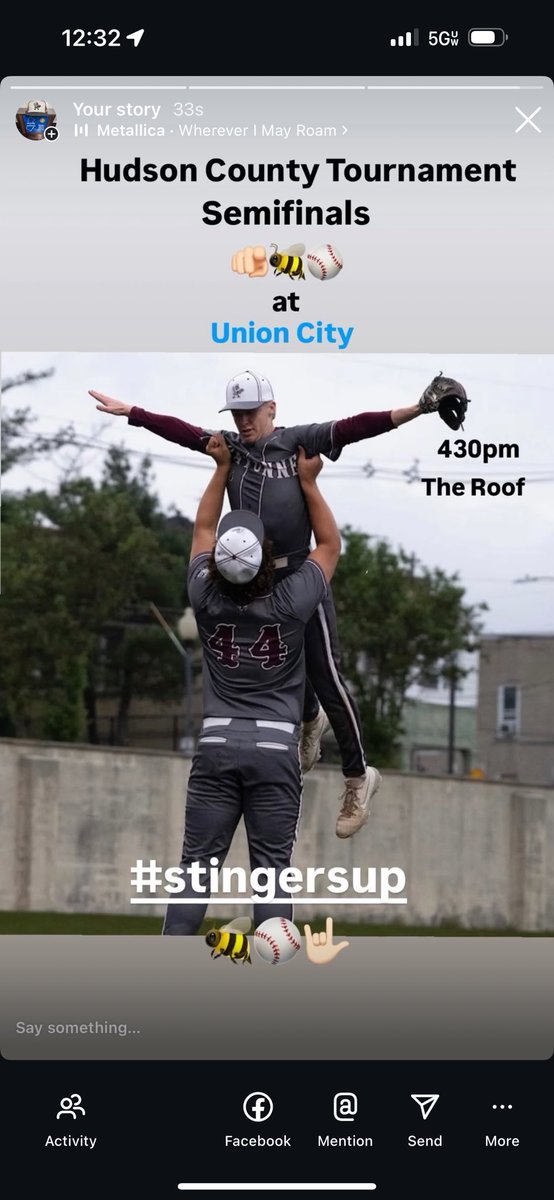 🫵🏻Swinging Bees travel to the Roof this afternoon to take on Union City in the Hudson County Tournament Semifinals! 1st pitch is set for 430pm. #stingersup #Team113 🐝⚾️🤟🏻