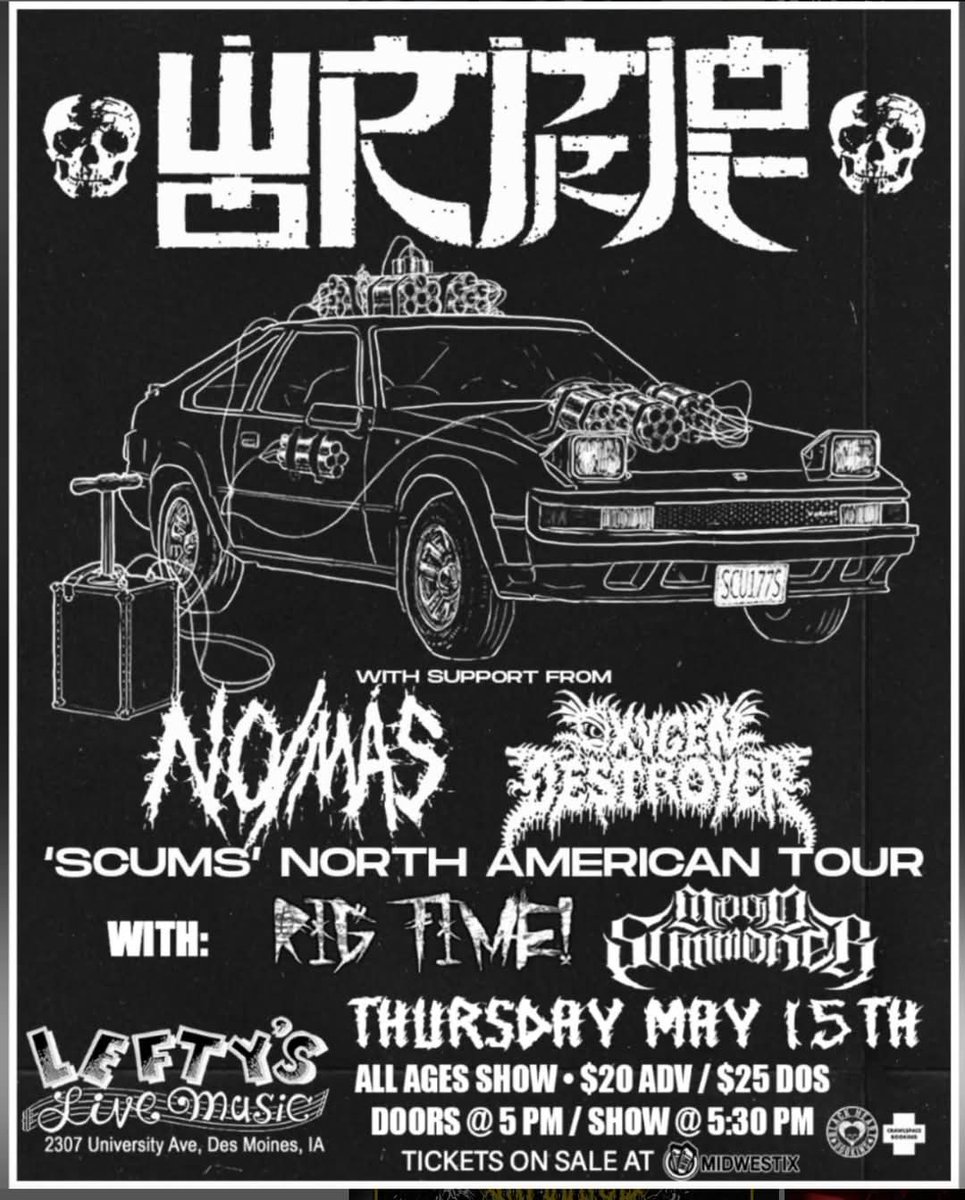 TONIGHT ☠️ DES MOINES, IOWA
with WORMROT ⚙️