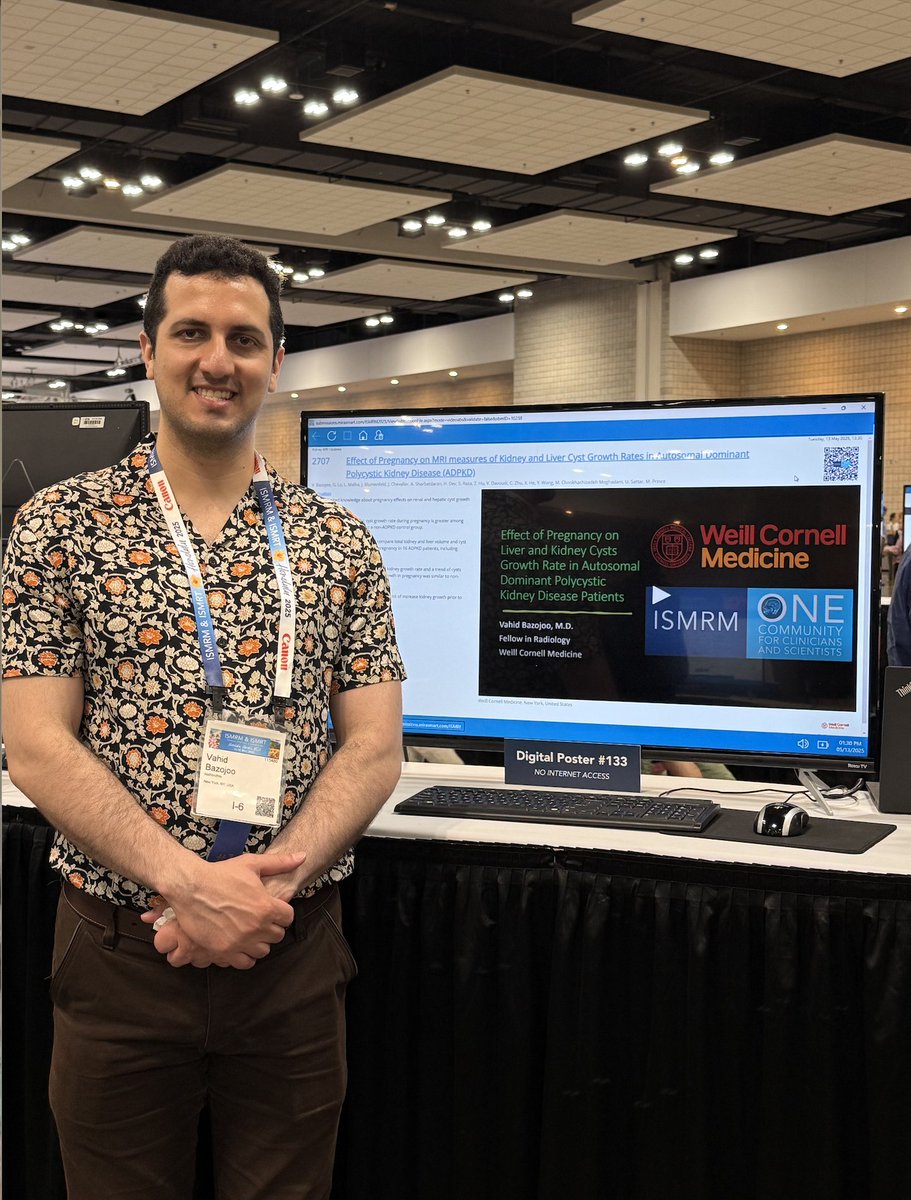 👏 Congrats to Vahid Bazojoo, who presented "Effect of Pregnancy on #MRI Measures of Kidney &amp; Liver Cyst Growth Rates in Autosomal Dominant Polycystic Kidney Disease (#ADPKD)" at <a href="/ISMRM/">ISMRM</a> 2025 in Honolulu.