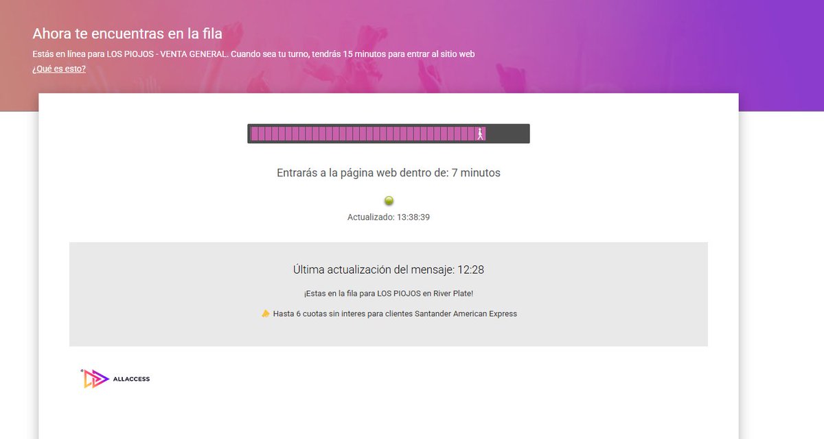 Vendo link para Los Piojos (Venta General) en el Estadio Mas Monumental River Plate 🇦🇷 🏟️ (Plataforma All Access) Entra en 7 minutos 🕣 Info al MD 📩