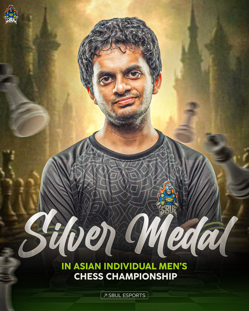 S8UL (@s8ulesports) on Twitter photo .<a href="/NihalSarin/">Nihal Sarin</a> clinches the 🥈 silver medal at the Individual Asian Chess Championship! ♟️
Next stop: FIDE Chess World Cup 2025, representing India on the global stage! 🚀🇮🇳
#S8ULFTW #GameShuru #Gameशुरु .<a href="/NihalSarin/">Nihal Sarin</a> clinches the 🥈 silver medal at the Individual Asian Chess Championship! ♟️
Next stop: FIDE Chess World Cup 2025, representing India on the global stage! 🚀🇮🇳
#S8ULFTW #GameShuru #Gameशुरु