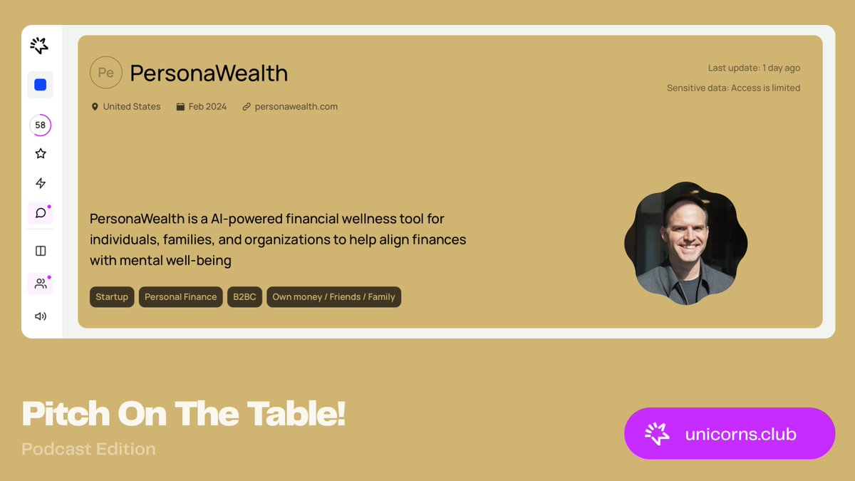 🎙️ New on Pitch On The Table: Persona Wealth founded by Nick Ashburn &amp; Jason Prunty is helping people improve their money habits with a personalized, psychology-first approach to finance

🎙️ Tune in: youtu.be/1MKJP8QVyf0

#Fintech #Startups #UnicornsClub
#PitchOnTheTable