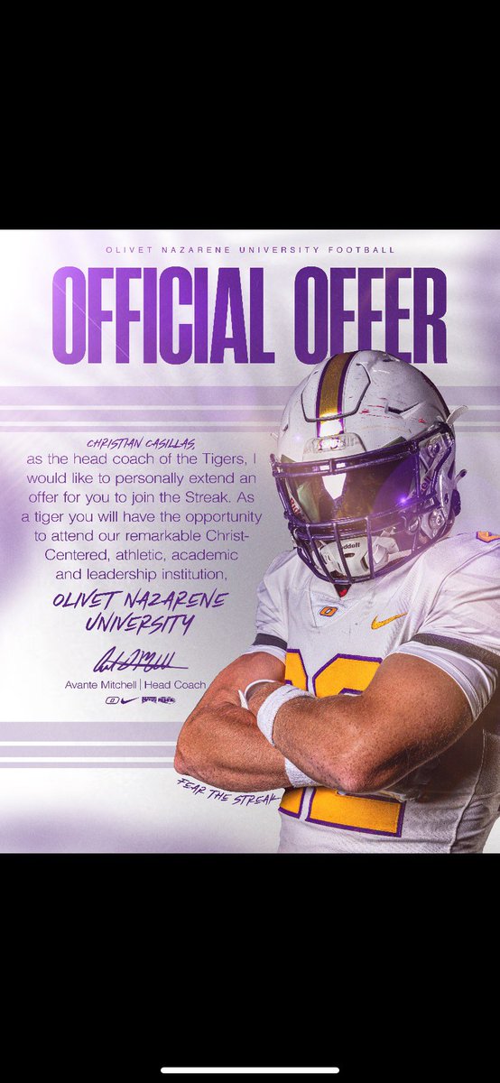 christian🇲🇽. (@casillas24170) on Twitter photo Offered!
Thank you <a href="/Coach_DGilbert/">DeShawn Gilbert</a> and the rest of the Olivet coaching staff for this opportunity! Gracias a Dios. <a href="/Dupage_Football/">College of DuPage Football</a> <a href="/FBCoach_Rahn/">Coach Matthew Rahn</a> <a href="/CoachTCip/">Coach Cipriano</a> Offered!
Thank you <a href="/Coach_DGilbert/">DeShawn Gilbert</a> and the rest of the Olivet coaching staff for this opportunity! Gracias a Dios. <a href="/Dupage_Football/">College of DuPage Football</a> <a href="/FBCoach_Rahn/">Coach Matthew Rahn</a> <a href="/CoachTCip/">Coach Cipriano</a>