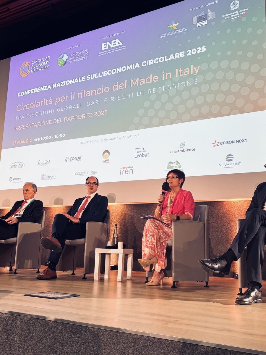 CONAI (@conai) on Twitter photo Ieri la nostra direttrice generale Simona Fontana ha partecipato alla Conferenza Nazionale sull’Economia Circolare organizzata da <a href="/CircularNetwork/">Circular Economy Network</a>, per approfondire il contributo dell’#economiacircolare al rilancio del Made in Italy.
#CEN2025 <a href="/susdefItalia/">Fondazione per lo Sviluppo Sostenibile</a> Ieri la nostra direttrice generale Simona Fontana ha partecipato alla Conferenza Nazionale sull’Economia Circolare organizzata da <a href="/CircularNetwork/">Circular Economy Network</a>, per approfondire il contributo dell’#economiacircolare al rilancio del Made in Italy.
#CEN2025 <a href="/susdefItalia/">Fondazione per lo Sviluppo Sostenibile</a>