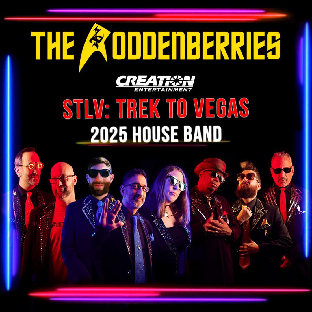 roddenberries's tweet photo. SEE YOU ALL IN VEGAS! Aug 6th-10th! We’re so pleased to rock out as the house band again! @CreationEnt 

Also rockin the Tues Night Welcome Dance Party (Aug. 5th) and the Sat Night After-Gala Party. Both will be on The Roddenberry Stage and will be FREE! 
#StarTrek #lasvegas #convention #THERODDENBERRIES #stlv