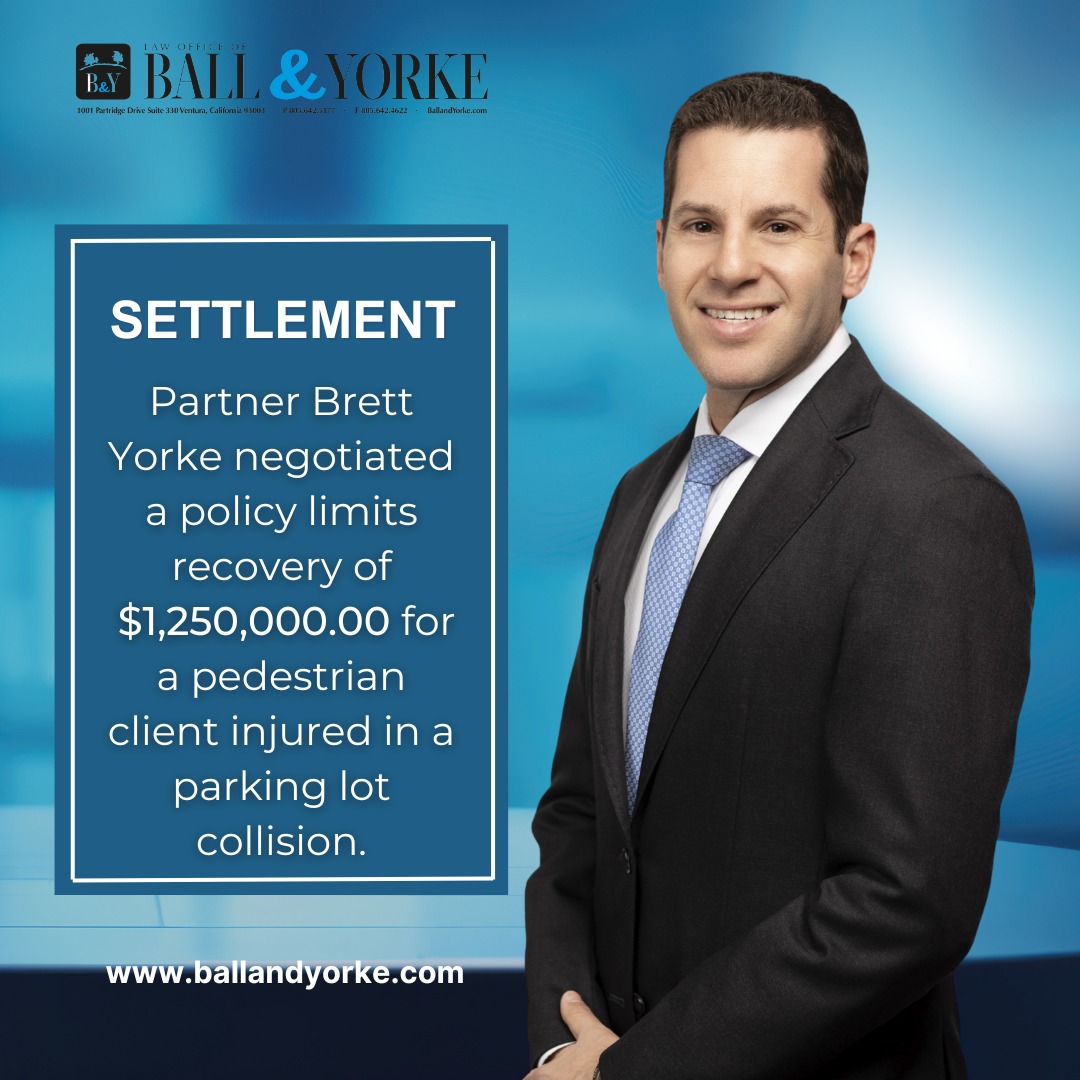 BALL_AND_YORKE's tweet photo. 🚨 Big Win for Our Client! 🚨

At The Law Office of Ball &amp; Yorke, Partner Brett Yorke negotiated a policy limits recovery of $1,250,000.00 for a pedestrian client injured in a parking lot collision.

If you or a loved one has been injured, contact us to discuss your case. Cal ... https://t.co/QfdxoajeK6