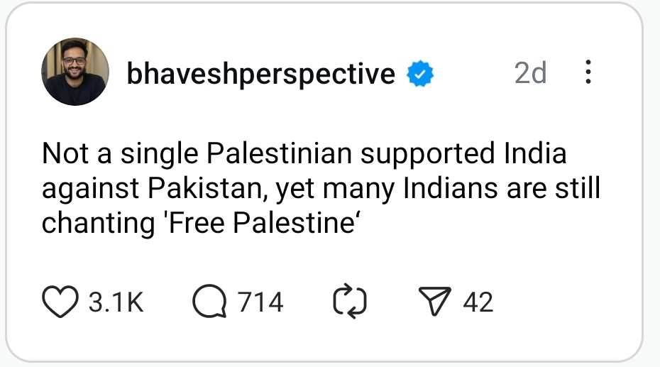 TARUNspeakss's tweet photo. It's mainly because of the Indian RW/Hindutva who supported Israel &amp; made fun/memes of de@d Palestine children. https://t.co/qjJiPHBzhA