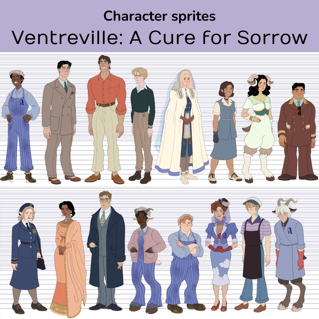 Team appreciation time! Elizabeth is the mastermind (and masterhands) behind all the character sprites for our indie mystery game Ventreville: A Cure for Sorrow.

Get to know her and her work👇