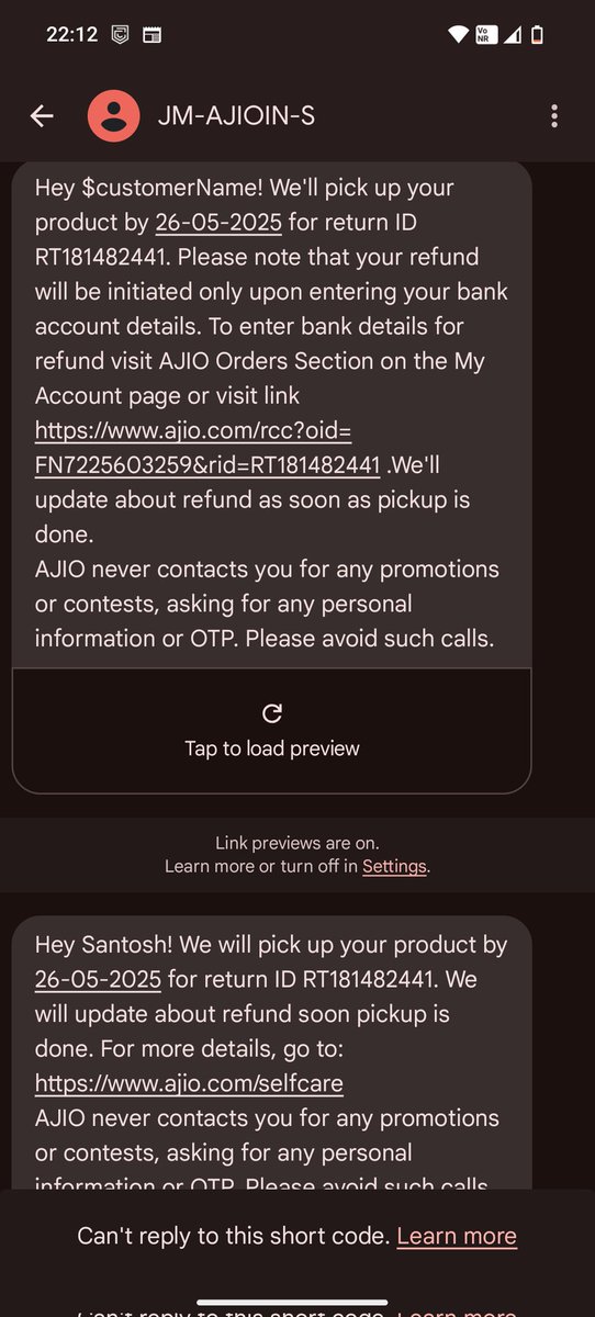 _Sbhardwaj's tweet image. @AJIO_Life Finally scheduled pickup for my defective order FN7225603259 on May 26, 2025, 2 months after booking on March 26! Paid ₹147 extra for delivery, got a damaged product, and faced endless delays. "Great" service indeed. 🙄 #AJIOFail #PatheticService