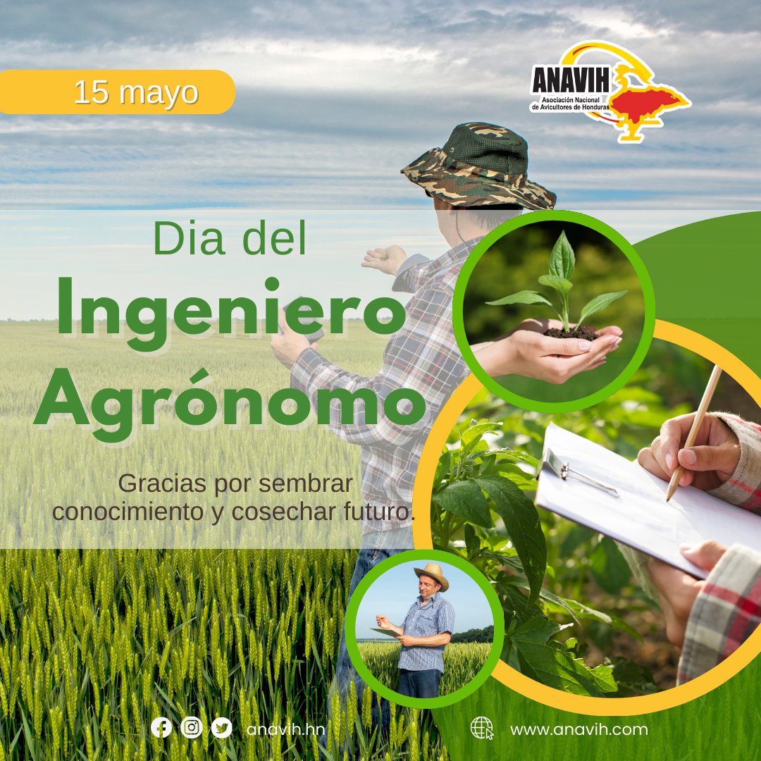 👩‍🌾👨‍🌾 ¡Feliz Día del Ingeniero Agrónomo! 🌾🌿

Hoy celebramos a quienes dedican su vida a cuidar la tierra, innovar en el campo y asegurar que los alimentos lleguen a nuestra mesa con calidad y sostenibilidad. 💚
#DíaDelIngenieroAgrónomo #Agronomía #Honduras #ANAVIH