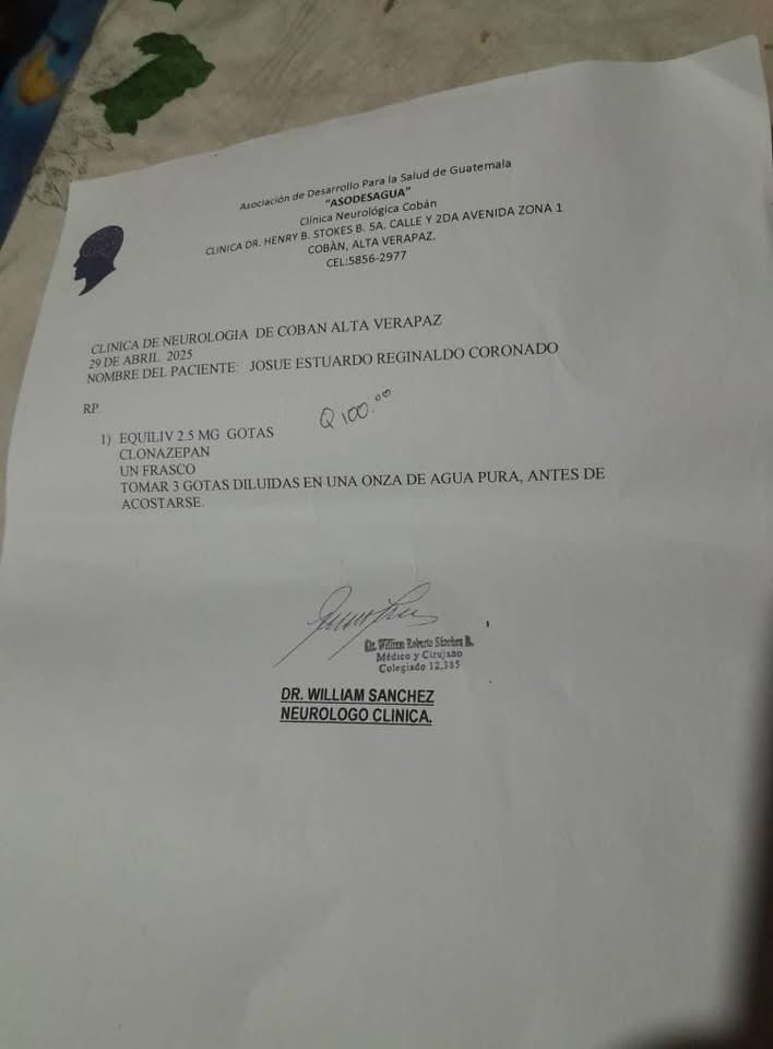 Este nene que vive en Cobán le detectaron epilepsia con crisis discognitivas y le dan crisis de 6 a 8 veces diarias.

Le dejaron una resonancia magnética  y un electroencefalograma. La resonancia tiene que realizarla en la capital y la verdad es que son de escasos recursos y