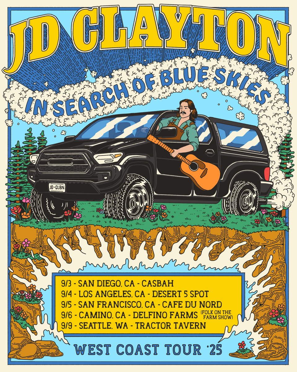 Load up. We’re headed west! The ‘In Search of Blue Skies’ tour is on sale tomorrow 5/16 at 10am PT. 
jdclaytonofficial.com