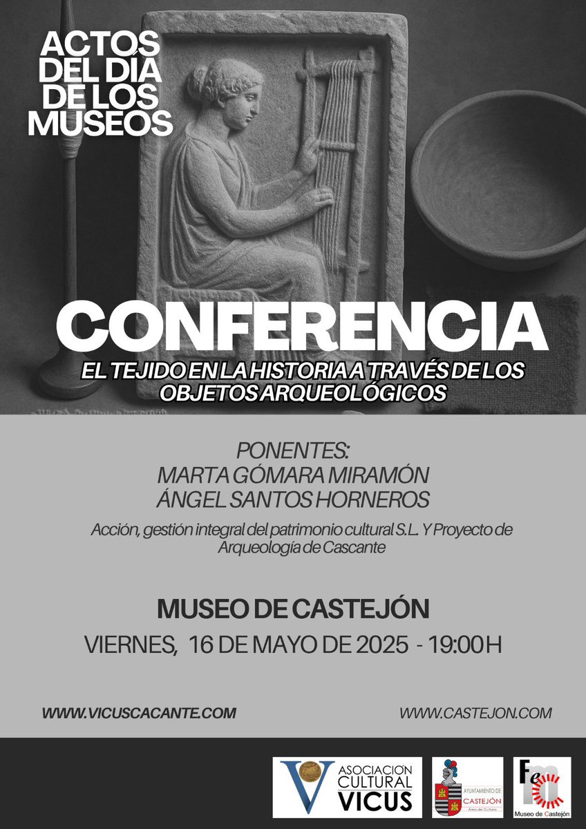 Mañana estaremos en el Museo de Castejón hablando de costura, hilado #mujeres y #arqueología <a href="/AcciongestionSL/">Acción, gestión integral del patrimonio cultura SL</a> #Diadelosmuseos #diadelosmuseos2025