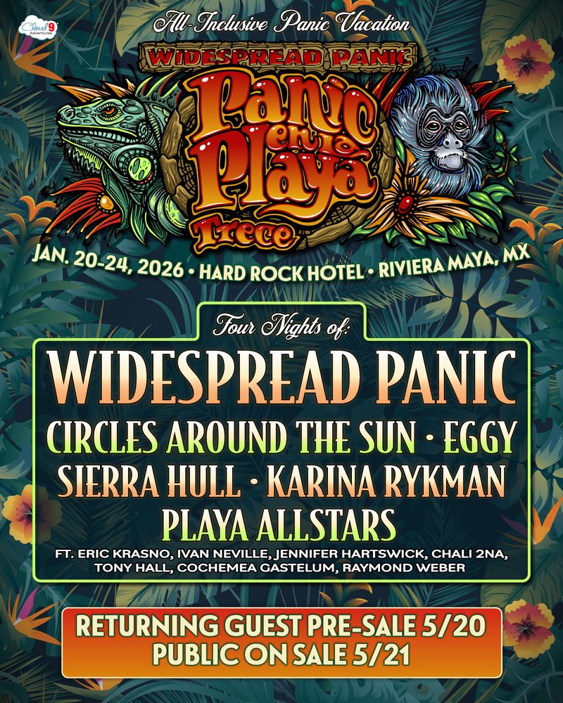 Eggy (@eggylive) on Twitter photo ‘𝘵𝘪𝘮𝘦 𝘵𝘰 𝘭𝘪𝘷𝘦 𝘪𝘵 𝘶𝘱!‘ we’re heading back to mexico this winter for four nights at <a href="/panicenlaplaya/">panicenlaplaya</a> with the legends Widespread Panic • Jan 20–24, 2026
⬇️ticket info⬇️
🎫 returning guest presale: may 20
🎟️ public on sale: may 21 @ 1pm ET ‘𝘵𝘪𝘮𝘦 𝘵𝘰 𝘭𝘪𝘷𝘦 𝘪𝘵 𝘶𝘱!‘ we’re heading back to mexico this winter for four nights at <a href="/panicenlaplaya/">panicenlaplaya</a> with the legends Widespread Panic • Jan 20–24, 2026
⬇️ticket info⬇️
🎫 returning guest presale: may 20
🎟️ public on sale: may 21 @ 1pm ET