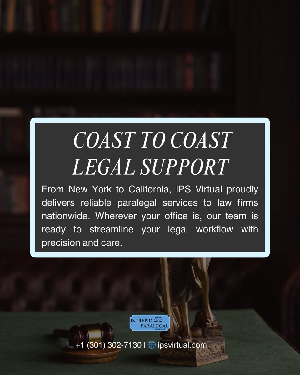 ips_virtual's tweet image. 🗺️ From New York to California, we’ve got your legal support covered.
IPS Virtual is ready to help your law firm streamline operations—no matter the state.
#NationwideSupport #ParalegalSolutions #LegalWorkflow #IPSVirtual #VirtualParalegal #LawPracticeSupport #LegalTeam