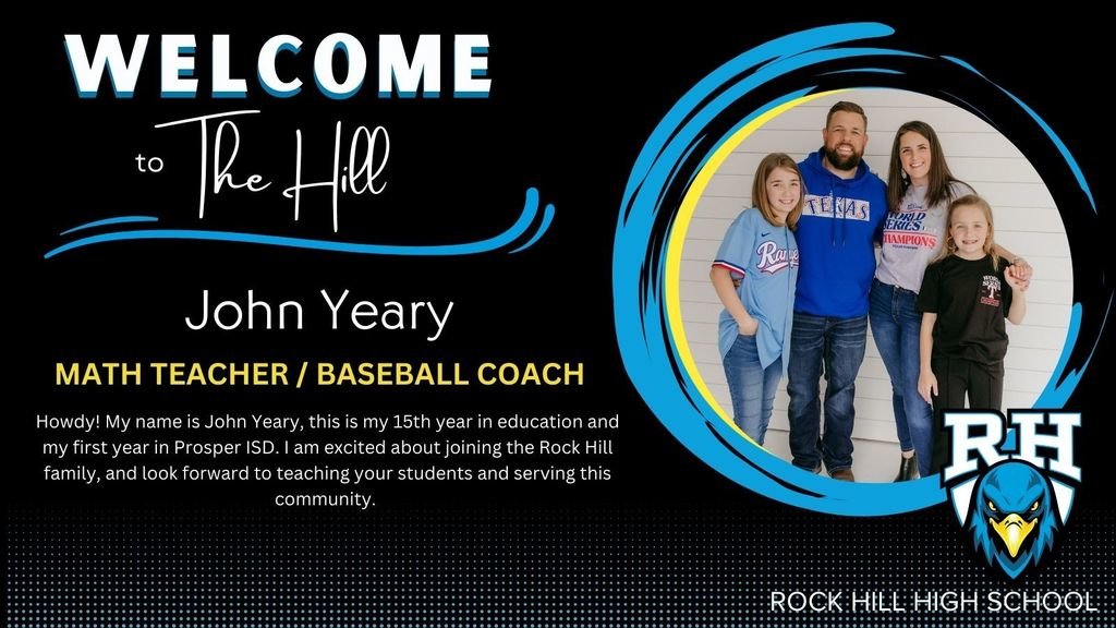 Rock Hill High School (@rockhillhs) on Twitter photo Rock Nation please join me in welcoming Coach John Yeary to The Hill as a Math Teacher and Baseball Coach! ⚾➗ We’re excited to have his leadership both in the classroom and on the field. #BCM <a href="/eastngat/">Terry Mouton</a> <a href="/RockHillMedia/">Rock Hill Media</a> @RockHillBaseball #ProsperProud Rock Nation please join me in welcoming Coach John Yeary to The Hill as a Math Teacher and Baseball Coach! ⚾➗ We’re excited to have his leadership both in the classroom and on the field. #BCM <a href="/eastngat/">Terry Mouton</a> <a href="/RockHillMedia/">Rock Hill Media</a> @RockHillBaseball #ProsperProud