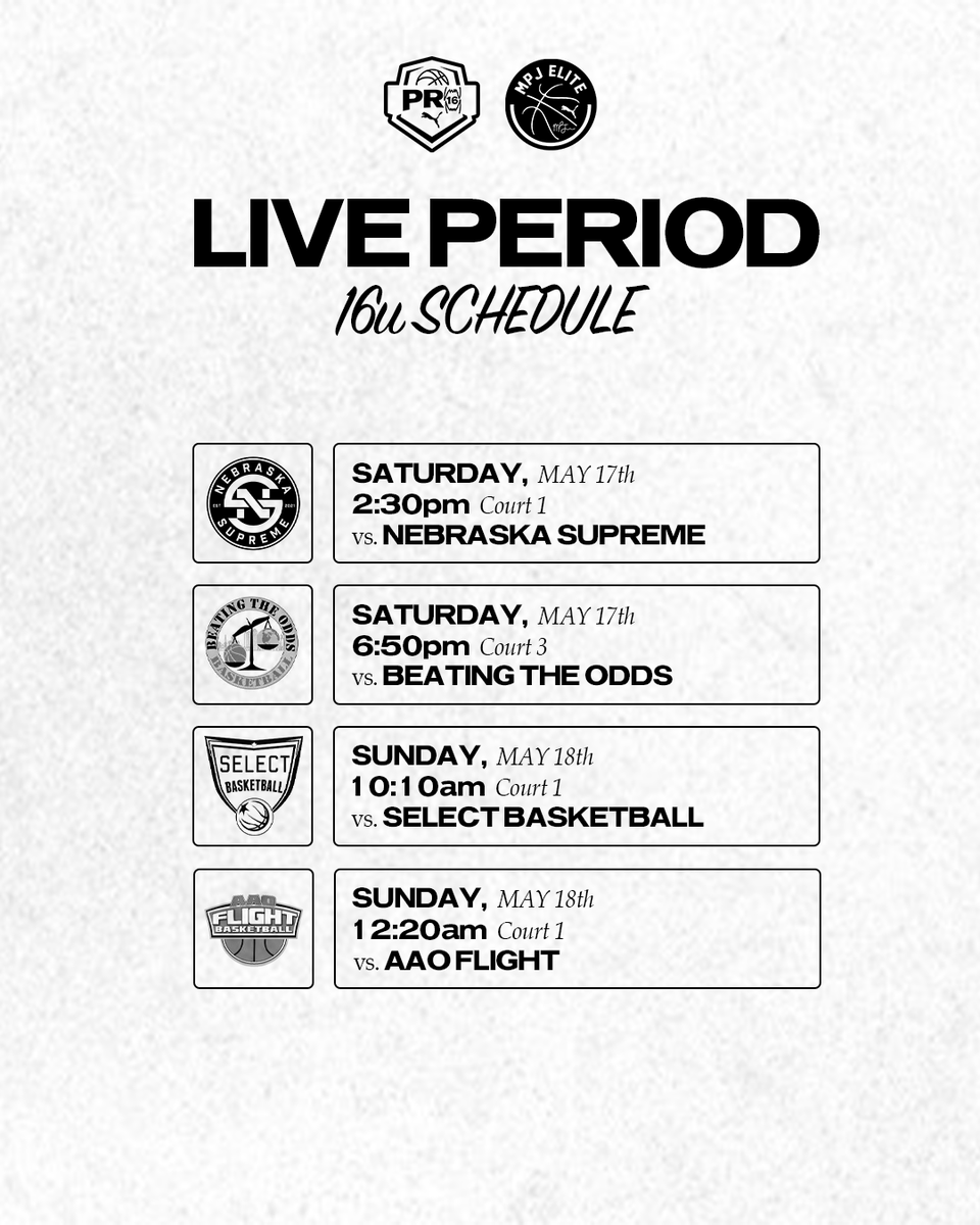 Michael Porter Jr. Elite (@mpjelite) on Twitter photo Schedules for this weekend in Wichita! #MPJelite
PRO16 | Session 3 "Live" <a href="/PRO16League/">PRO16/NXTPRO League</a> Schedules for this weekend in Wichita! #MPJelite
PRO16 | Session 3 "Live" <a href="/PRO16League/">PRO16/NXTPRO League</a>