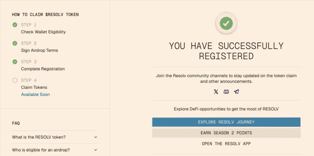PariXbtc's tweet photo. 🌱 Resolv Labs 空投 — 给你的钱包一点奖励！ 

免费 $RESOLV 正在发放，只需简单注册即可领取。 🪂
步骤超简单，奖励是真实的，理由？不需要！
🔗 立即注册：https://t.co/iFxMQGOYbW

⚡️ 顺便说一句，第二季积分活动正在火热进行中！
传闻 100万积分 ≈ 4 美元，你现在有多少了？
#RESOLV #加密空投 #Web3收益 #ResolvLabs