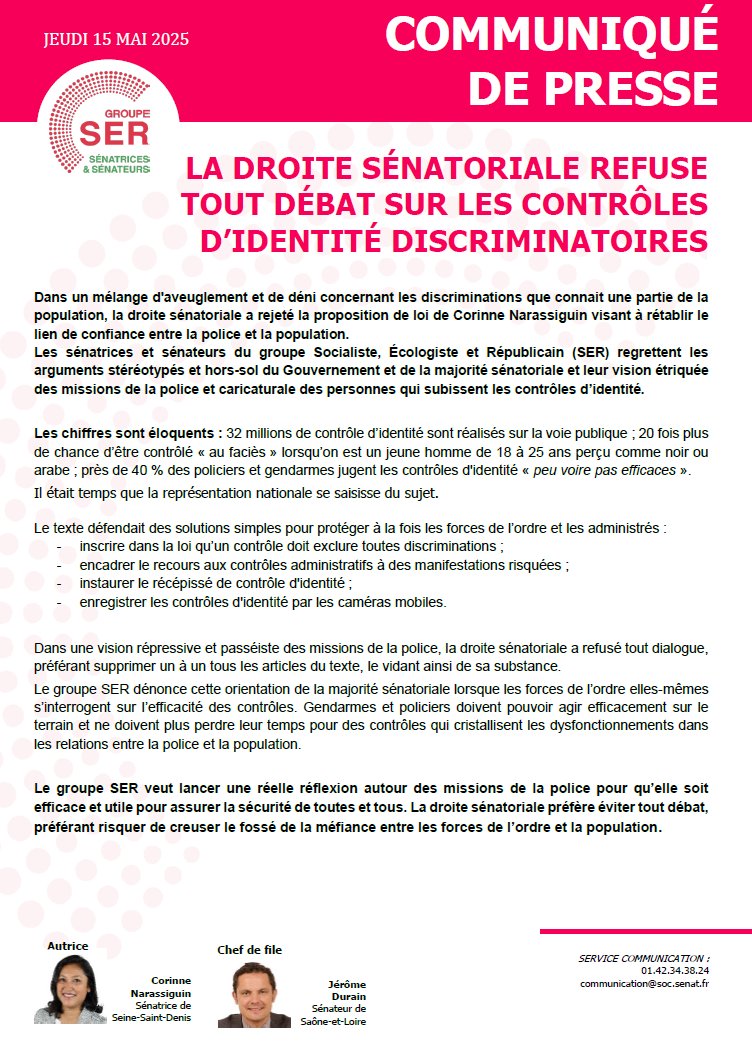 🚓 La droite sénatoriale et le Gouvernement ont rejeté notre proposition de loi tendant à rétablir le lien de confiance entre la police et la population.
Pour nous, les contrôles au faciès sont discriminatoires et doivent être combattus.