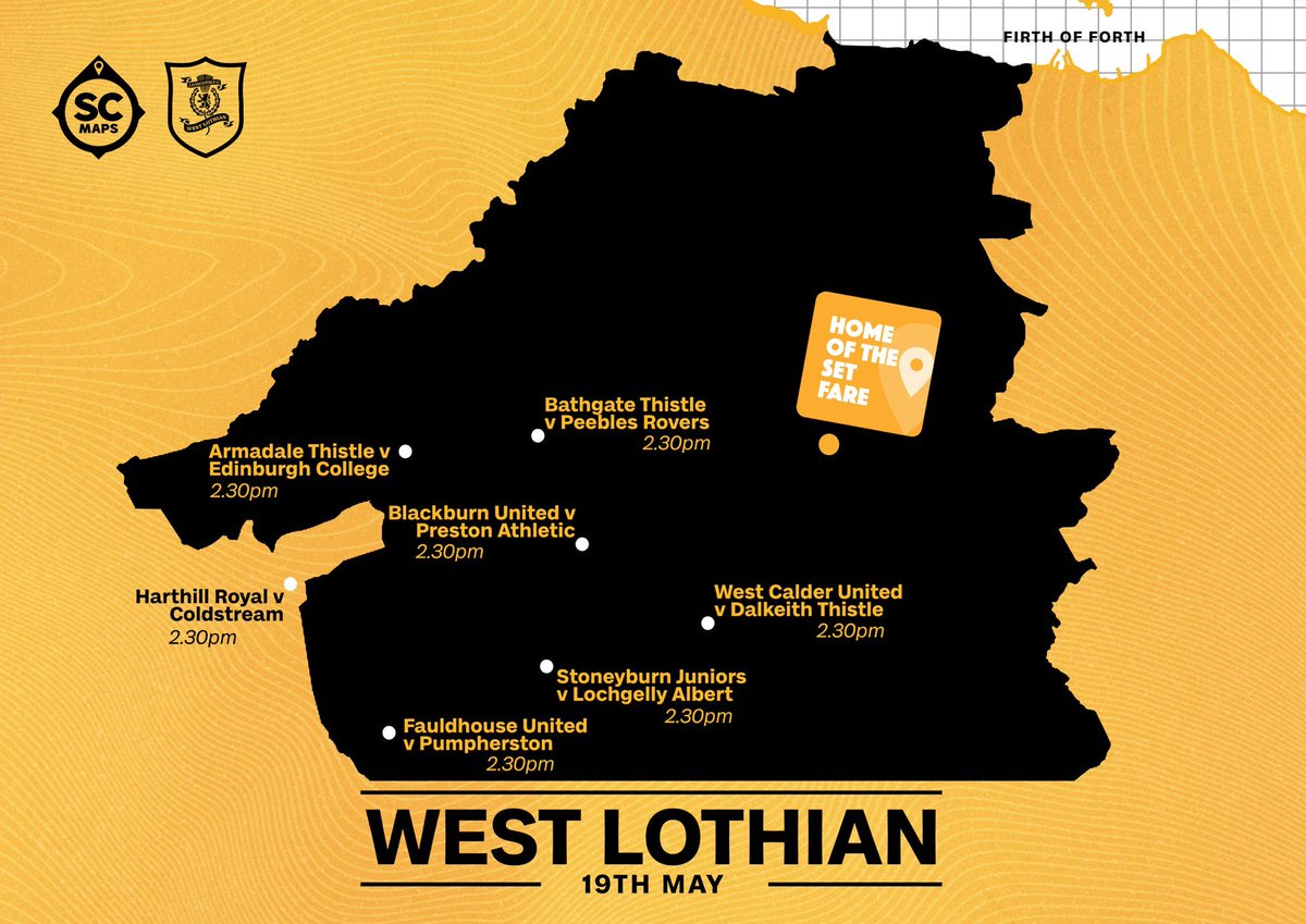 The season end is upon most clubs in the <a href="/EastScotlandFA/">East of Scotland Football League</a> &amp; <a href="/OfficialSLFL/">The Park’s Motor Group Scottish Lowland League</a> but there’s another Saturday this weekend!

With our game on tomorrow night, there’s a last chance to #SupportLocal &amp; get to a game in West Lothian 

🗺️ @SportsClubMaps