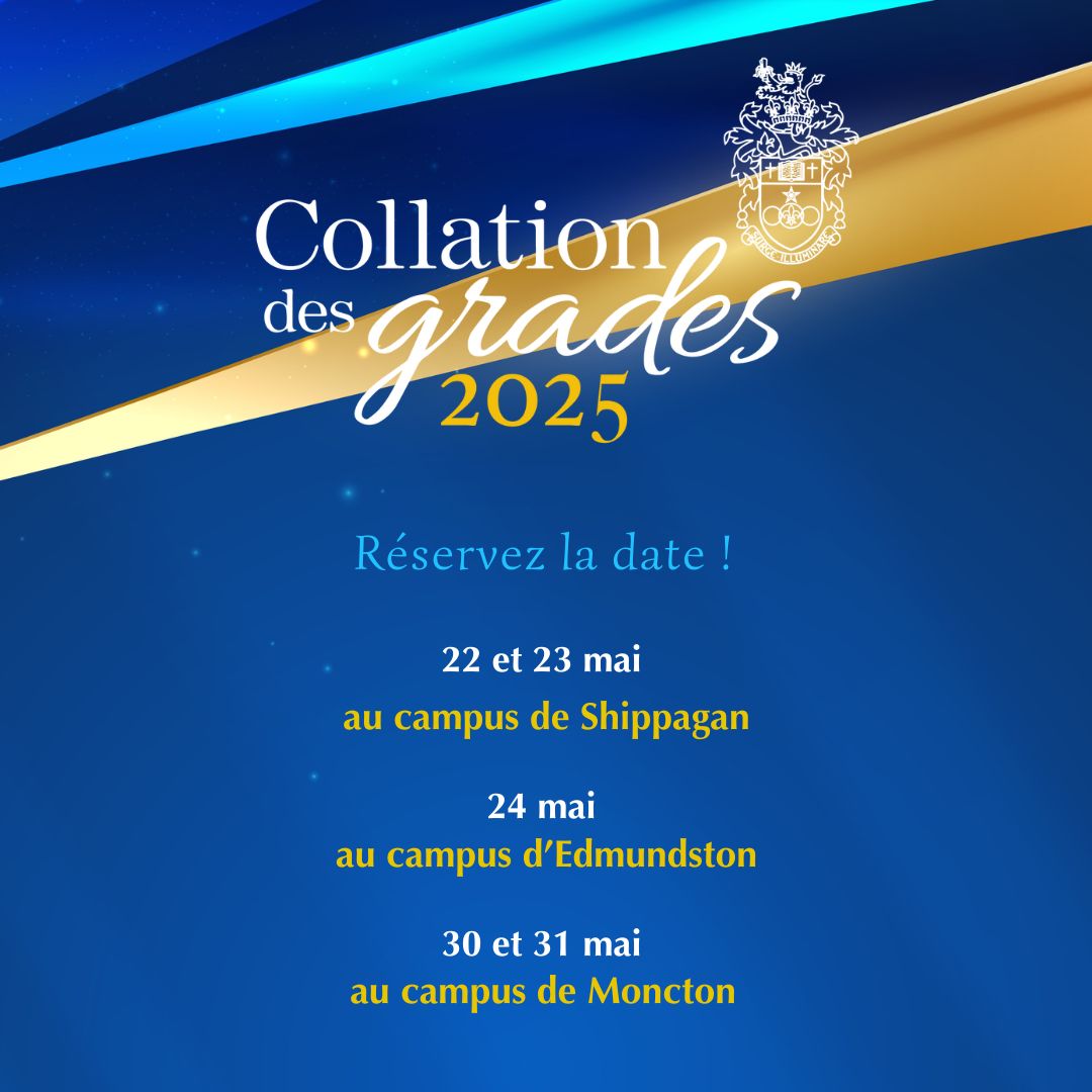 COLLATION DES GRADES 2025 |

Le compte à rebours est lancé : dans une semaine, l’Université de Moncton célébrera avec fierté la réussite de ses finissantes et finissants lors de ses premières cérémonies de collation des grades de 2025. 👏

umoncton.ca/collation/ #UMoncton2025