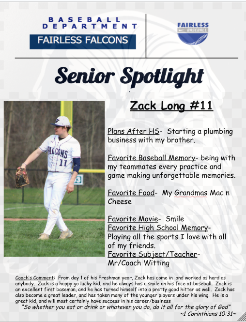 Senior Spotlight #5-Zack Long (mistake in first one)
