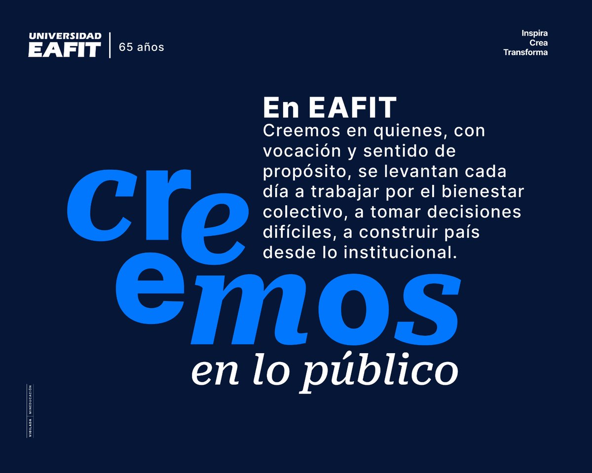 ¡Funcionarios públicos de TODA
COLOMBIA! 🇨🇴

Desde EAFIT 💙, les tenemos un regalo en el marco de nuestro cumpleaños lanzamos la BECA TALENTO PUBLICO del 50% para funcionarios de TODO el pais. 

Si usted es funcionario público, o
conoce a alguno, ¡Mándele esto! 

+ Info acá

⬇️🧵