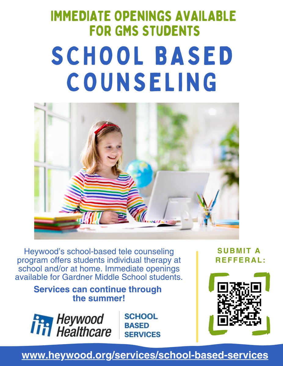 Immediate Openings Available for Teletherapy at Gardner Middle School!