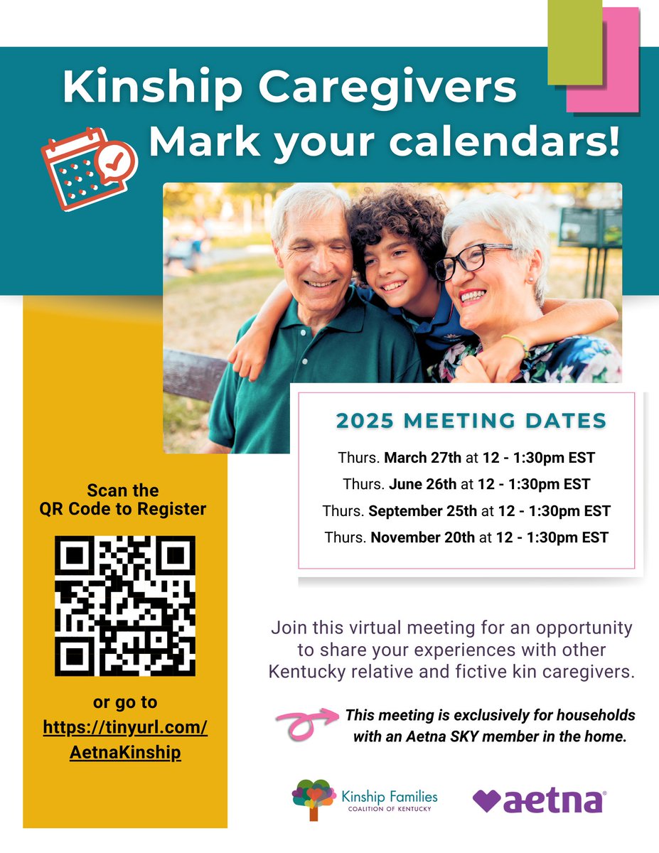 KinshipKY's tweet image. Let's thrive together, Kinship Caregivers! Don't miss the chance to connect, share, and learn from our virtual meet-up. Kentucky relatives and fictive kin, your experience is an asset! Register via bit.ly/41yNSfp 🤗 #KinshipCare #CommunityConnection