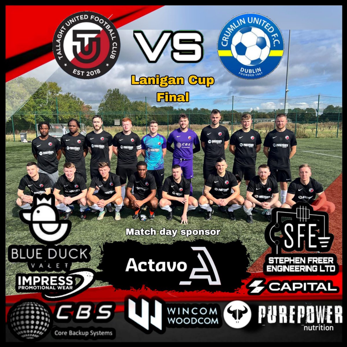 ⚽️Match Fixture⚽️

Firstly, we would like to thank Actavo for coming on board to sponsor our match day!

The Major 1 side are in cup final action this Sunday against Crumlin! Make sure to come and support the lads!

🆚Crumlin United
📍Bluebell FC
⏰11AM
🗓️18/05 
🎟️€5
