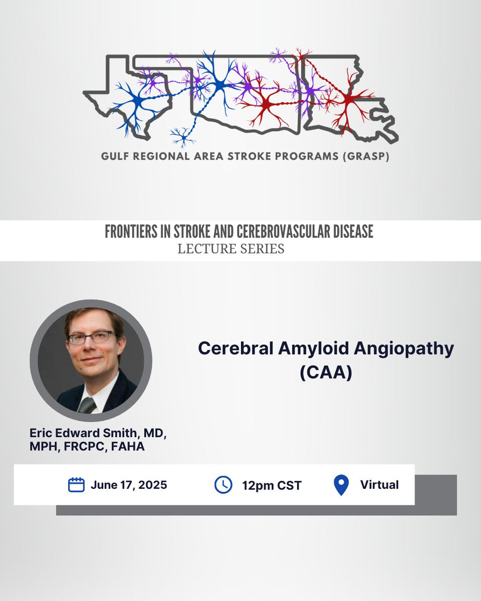 Save the date! Join us Tuesday June 17, 2025 12pm CST for another informative GRASP lecture from Dr. Eric Smith! Registration link coming soon!📆