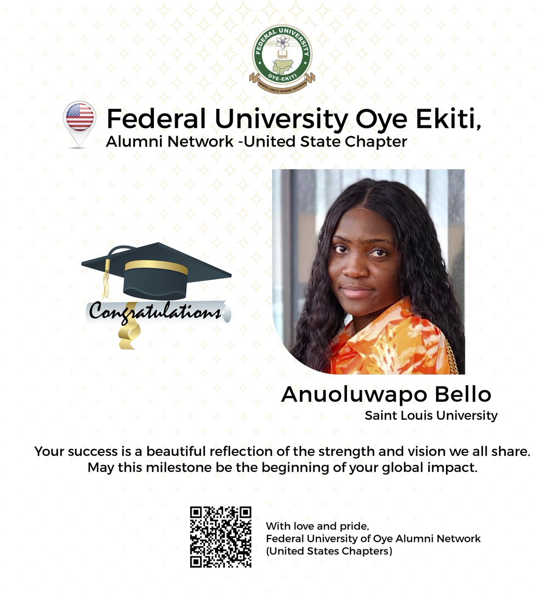 Huge congrats to my amazing friend Vammy, a proud FUOYE alum, on completing her Master's at Saint Louis University! 🎉 Watching your journey has been inspiring. So proud of you! The best is yet to come! ❤️ #FUOYEAlumni #SLUGrad #MastersDegree #ProudFriend