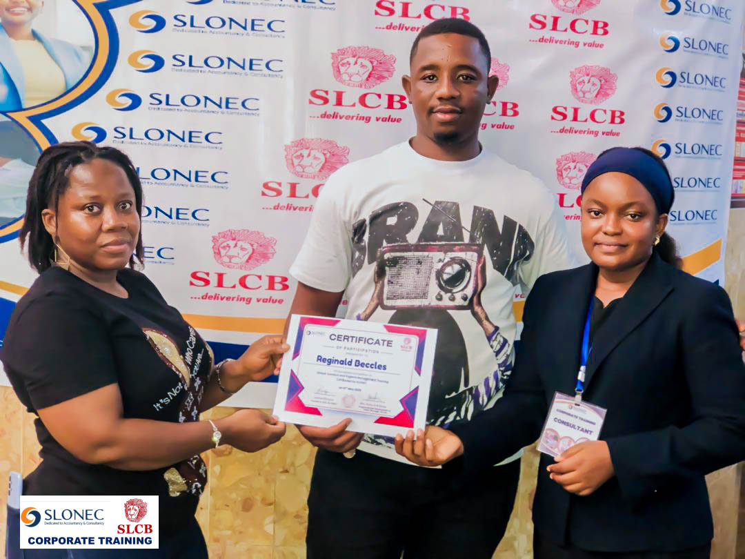 Slonecltd's tweet photo. SLONEC announces the certification session for Sierra Leone Commercial Bank (SLCB) on Ethical Conduct and Hygiene Management held on May 10, 2025. This certifies participants' commitment to ethics and hygiene standards. Kudos to SLCB for prioritizing professional development! https://t.co/v1T807fDmI