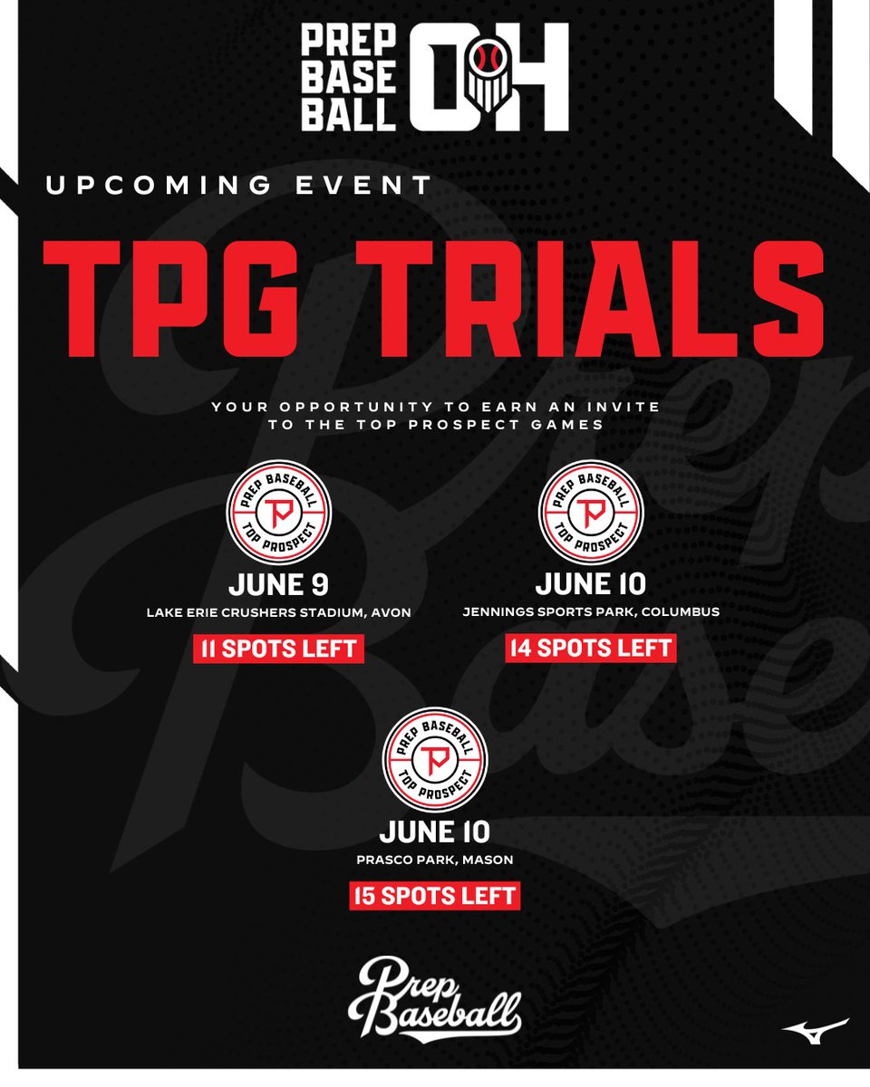 Prep Baseball Ohio (@prepbaseballoh) on Twitter photo Waiting for your Top Prospect Games invite?
The Trials are used as a qualifier for a spot at the top uncommitted event of the summer for the classes of 2026-2027.
Request an invite here for the Trials that works best for you
โช๏ธ๐ก๐ผ๐ฟ๐๐ต๐ฒ๐ฟ๐ป ๐๐ก๐ข๐จ ๐๐๐ ๐๐ซ๐ข๐๐ฅ๐ฌ๐ Waiting for your Top Prospect Games invite?
The Trials are used as a qualifier for a spot at the top uncommitted event of the summer for the classes of 2026-2027.
Request an invite here for the Trials that works best for you
โช๏ธ๐ก๐ผ๐ฟ๐๐ต๐ฒ๐ฟ๐ป ๐๐ก๐ข๐จ ๐๐๐ ๐๐ซ๐ข๐๐ฅ๐ฌ๐