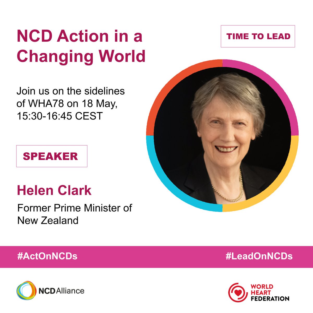NCD Alliance (@ncdalliance) on Twitter photo 🎉 AMAZING NEWS! We’re thrilled to announce that Helen Clark, former Prime Minister of New Zealand and former UNDP Administrator, will be joining us as a speaker at the event “NCD Action in a Changing World.”
If you’re in Geneva for #WHA78, we look forward to seeing you there! 🎉 AMAZING NEWS! We’re thrilled to announce that Helen Clark, former Prime Minister of New Zealand and former UNDP Administrator, will be joining us as a speaker at the event “NCD Action in a Changing World.”
If you’re in Geneva for #WHA78, we look forward to seeing you there!