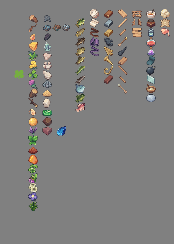 Icons are the unsung heroes of video games. Thanks to them, everyone is quickly able to figure out what is needed, what they have, what they need. And our game will have plenty of them. And they all look sweet!