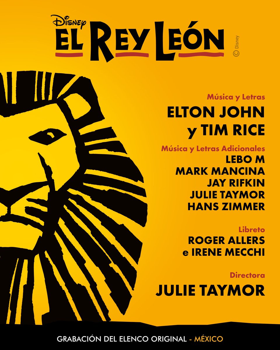 ¡El soundtrack en español de El Rey León, el musical de Disney, vuelve HOY a plataformas digitales! 🎶☀️

Comenta aquí 👇 un tema del álbum que todos tendríamos que escuchar.