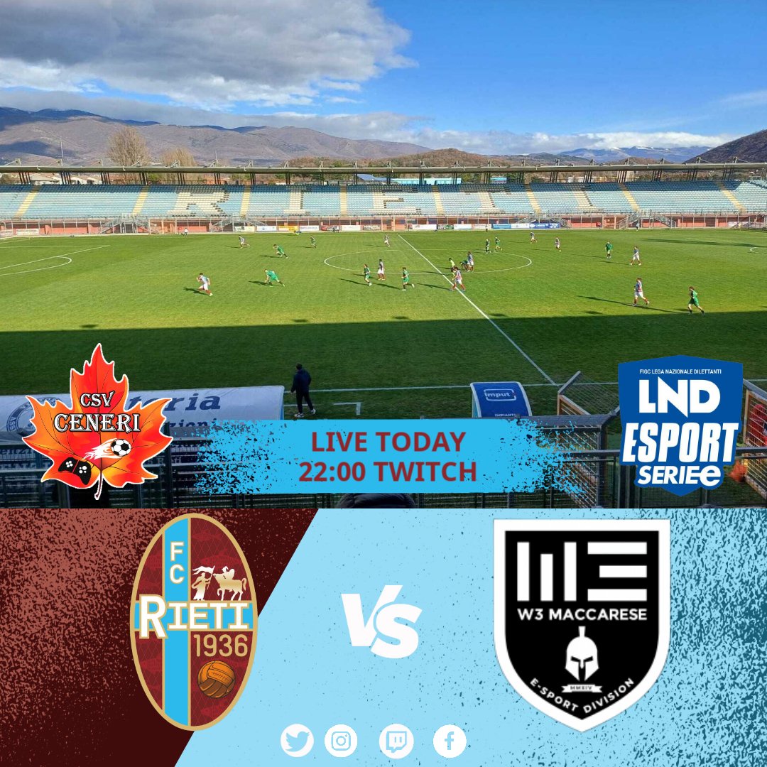 CSV Ceneri (@csv_ceneri) on Twitter photo โฝMatch Day esportโฝ
๐
| 15-05-25
๐ | <a href="/LNDEsport1/">LND Esport</a>
โฐ | 23:00
๐ | <a href="/WolfrealEsports/">IIP WOLFREAL</a>
๐บ | Canale Streaming
twitch.tv/csv_ceneri
<a href="/pctransfermarkt/">๐ฎ๐น PRO CLUBS TRANSFERMARKT๐</a> <a href="/NewsProclub/">News Proclub</a> <a href="/ProClubITALIA/">ProClub ITALIA</a> <a href="/tanadelproclub/">La Tana del ProClub</a> <a href="/Tutto_ProClub/">Tutto ProClub</a> <a href="/RTAllProClub/">RETWEET ALL PROCLUB</a> <a href="/HouseOfProClub/">H๐ ๐ฆ๐ค๐ ๐๐ P๐ฃ๐ C๐๐ฆ๐</a> <a href="/pctransfermarkt/">๐ฎ๐น PRO CLUBS TRANSFERMARKT๐</a> @MERCATO_PROCLUB โฝMatch Day esportโฝ
๐
| 15-05-25
๐ | <a href="/LNDEsport1/">LND Esport</a>
โฐ | 23:00
๐ | <a href="/WolfrealEsports/">IIP WOLFREAL</a>
๐บ | Canale Streaming
twitch.tv/csv_ceneri
<a href="/pctransfermarkt/">๐ฎ๐น PRO CLUBS TRANSFERMARKT๐</a> <a href="/NewsProclub/">News Proclub</a> <a href="/ProClubITALIA/">ProClub ITALIA</a> <a href="/tanadelproclub/">La Tana del ProClub</a> <a href="/Tutto_ProClub/">Tutto ProClub</a> <a href="/RTAllProClub/">RETWEET ALL PROCLUB</a> <a href="/HouseOfProClub/">H๐ ๐ฆ๐ค๐ ๐๐ P๐ฃ๐ C๐๐ฆ๐</a> <a href="/pctransfermarkt/">๐ฎ๐น PRO CLUBS TRANSFERMARKT๐</a> @MERCATO_PROCLUB