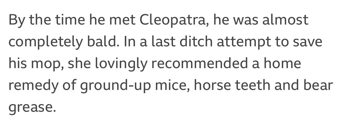 sh44sti's tweet image. did you know that cleopatra lovingly made a medicinal paste to try and cure caesar’s balding…