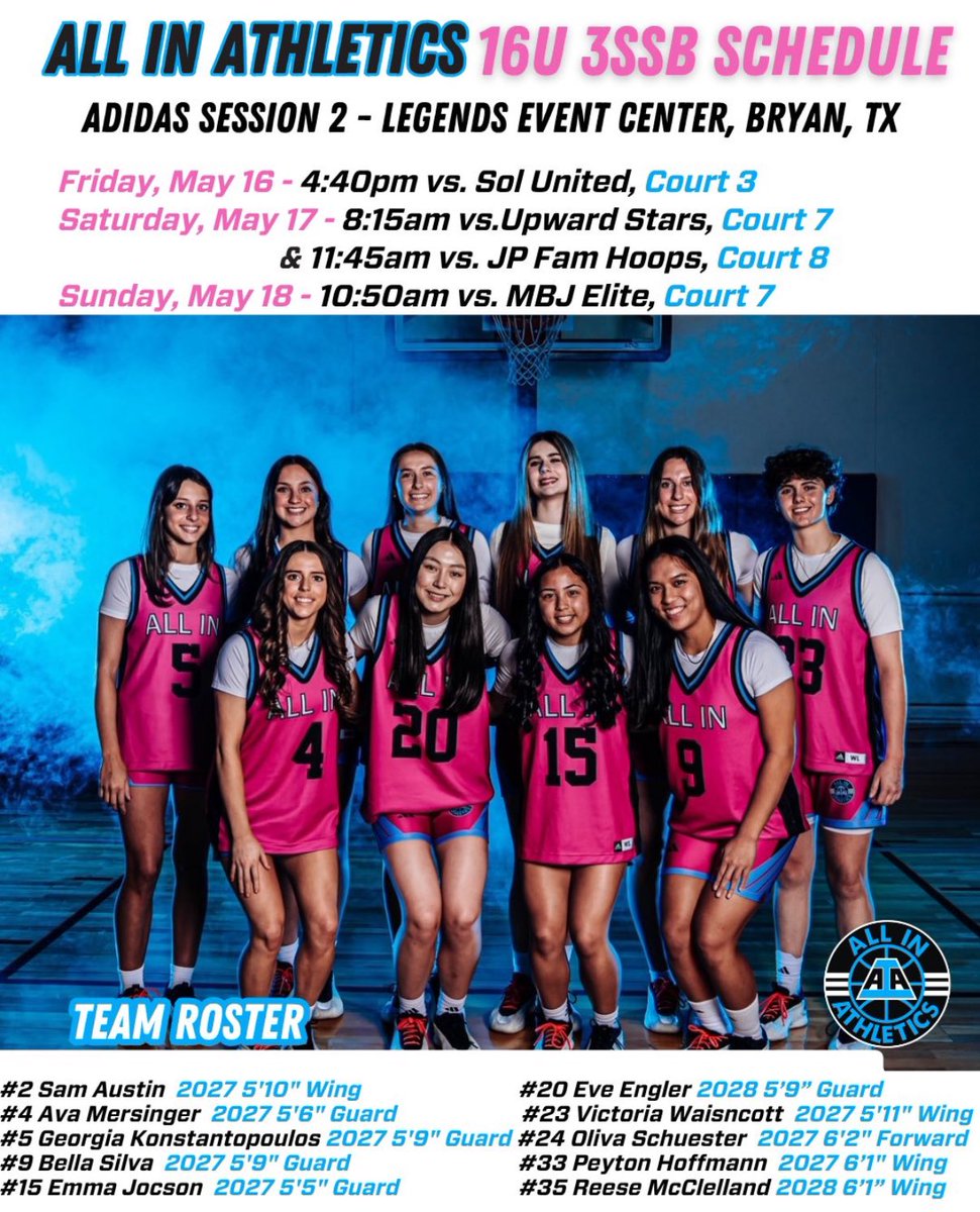 Ava Mersinger (@avamers2027) on Twitter photo Hereās my schedule for this weekend in Bryan, Texas! Letās go <a href="/AIAelitegirls/">ALL IN Elite Girls 3SSB</a>!!
<a href="/3SSBCircuit/">3Stripes Select Basketball</a> <a href="/BenetGBB/">Benet Girls Basketball</a> <a href="/aiathletics/">ALL IN Athletics</a> <a href="/pgh_lisa/">PrepGirlsHoopsLisa</a> <a href="/PGHByron/">Byron Xerxes Livsey</a> <a href="/PGHIllinois/">Prep Girls Hoops Illinois</a> #3SSBGirls Hereās my schedule for this weekend in Bryan, Texas! Letās go <a href="/AIAelitegirls/">ALL IN Elite Girls 3SSB</a>!!
<a href="/3SSBCircuit/">3Stripes Select Basketball</a> <a href="/BenetGBB/">Benet Girls Basketball</a> <a href="/aiathletics/">ALL IN Athletics</a> <a href="/pgh_lisa/">PrepGirlsHoopsLisa</a> <a href="/PGHByron/">Byron Xerxes Livsey</a> <a href="/PGHIllinois/">Prep Girls Hoops Illinois</a> #3SSBGirls