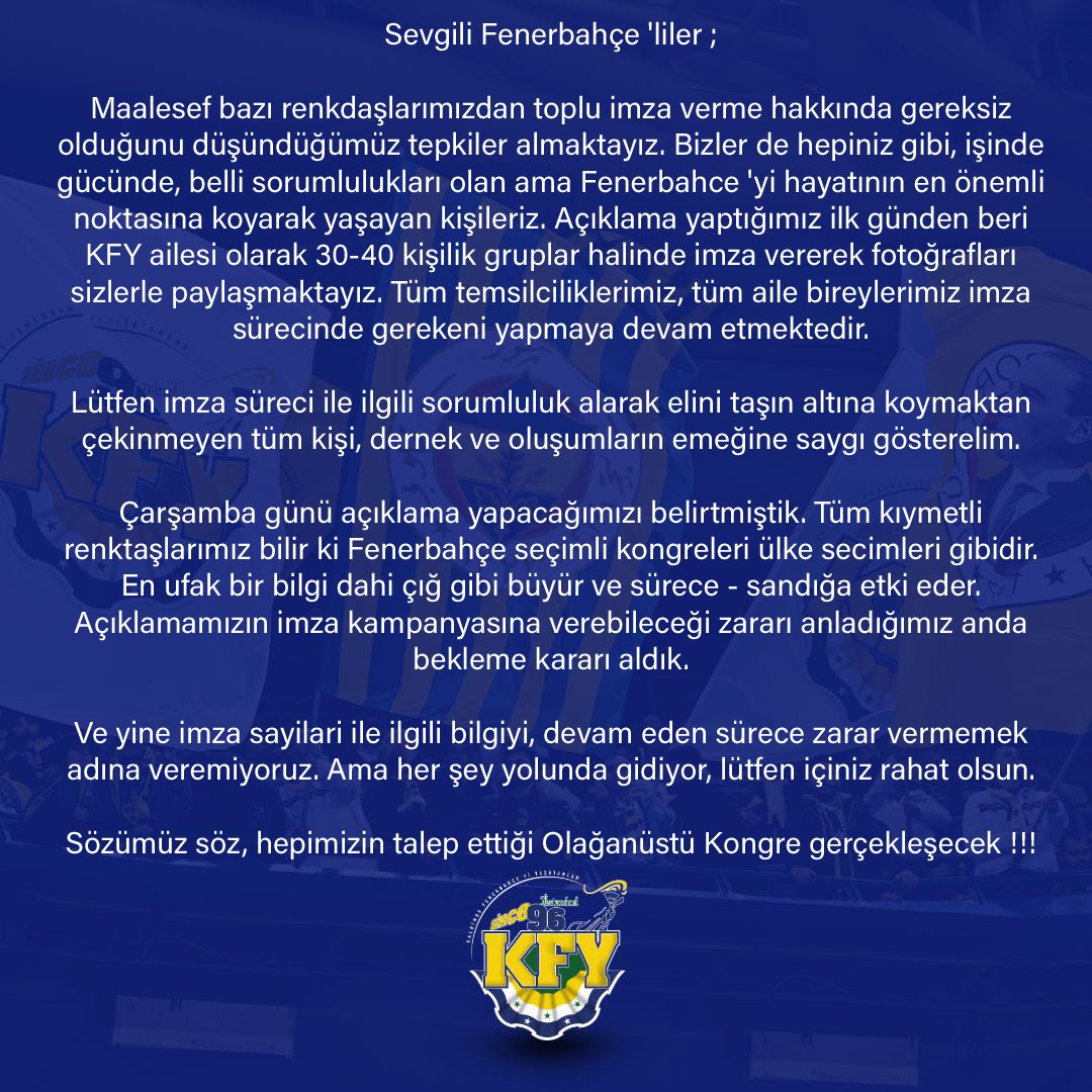 Sevgili Fenerbahçe 'liler