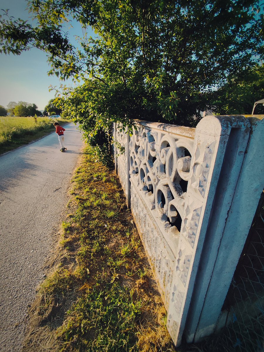 Pravite decu dok ste mladi. 
Ovo ispred je mladunac na trotinetu, ja pauziram i kao divim se ogradi da dođem do vazduha, a iznad lete dva lešinara i čekaju da se prevrnem.