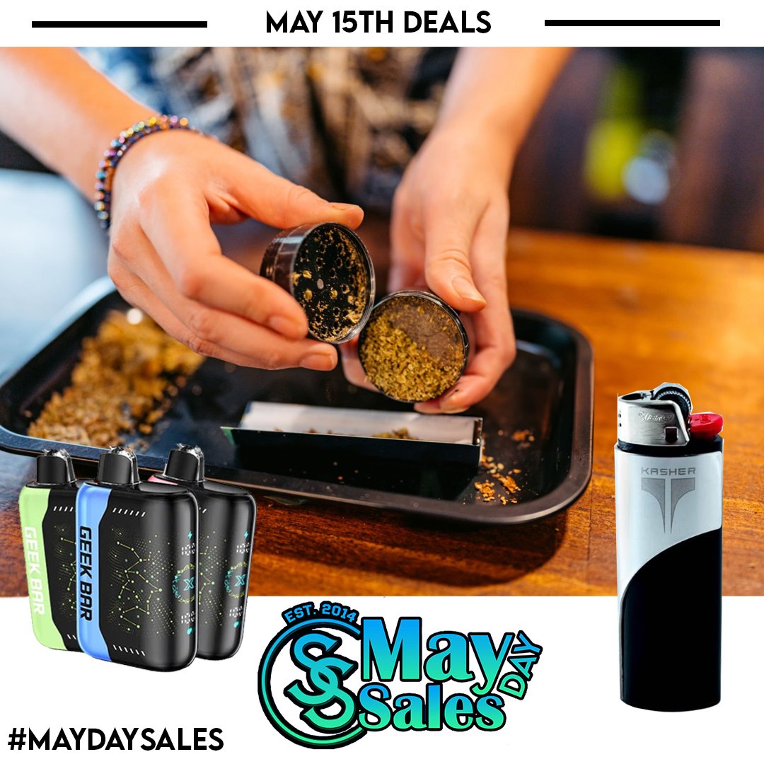 SmokeSpotCBD's tweet photo. Come on down to Smoke Spot for today's amazing #maydaysales Get a new grinder at a 30% Discount.  All our Dispos are 30% Off and get a Kasher Lighting Tool with or without the lighter at a whopping 50% discount. 
.
.
.

#sale #deal #deals #beautiful #instacool #discounts https://t.co/uKMziyta1q