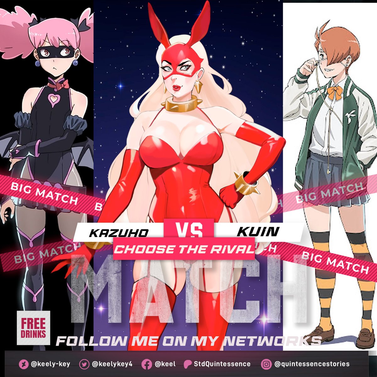 keelykey4's tweet photo. Choose opponent!!!
Hey, hey, friends!
The battles continue.
Choose Valentine's opponent in the following poll.
Vote on Patreon.
#valentine #MyHeroAcademia #kazuko #kuin #wrestleUNIVERSE https://t.co/1cGb6z6rlQ